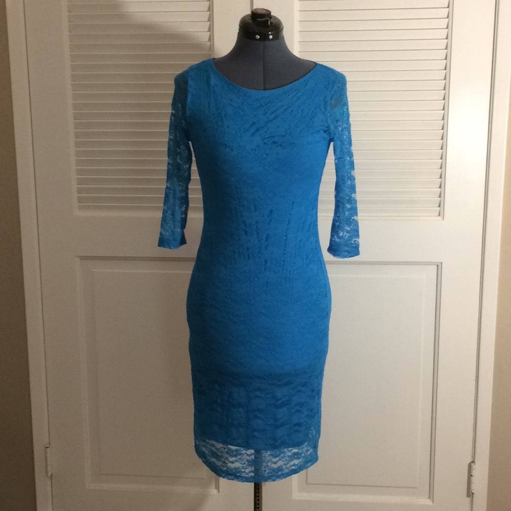Super cute teal lace dress!